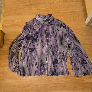 SHEIN Purple and Gray Long Sleeve Button Down Shirt